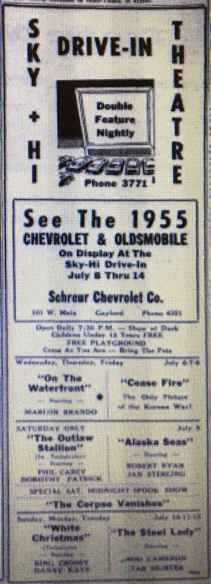 Sky-Hi Drive-In Theatre - 1950S Ad
